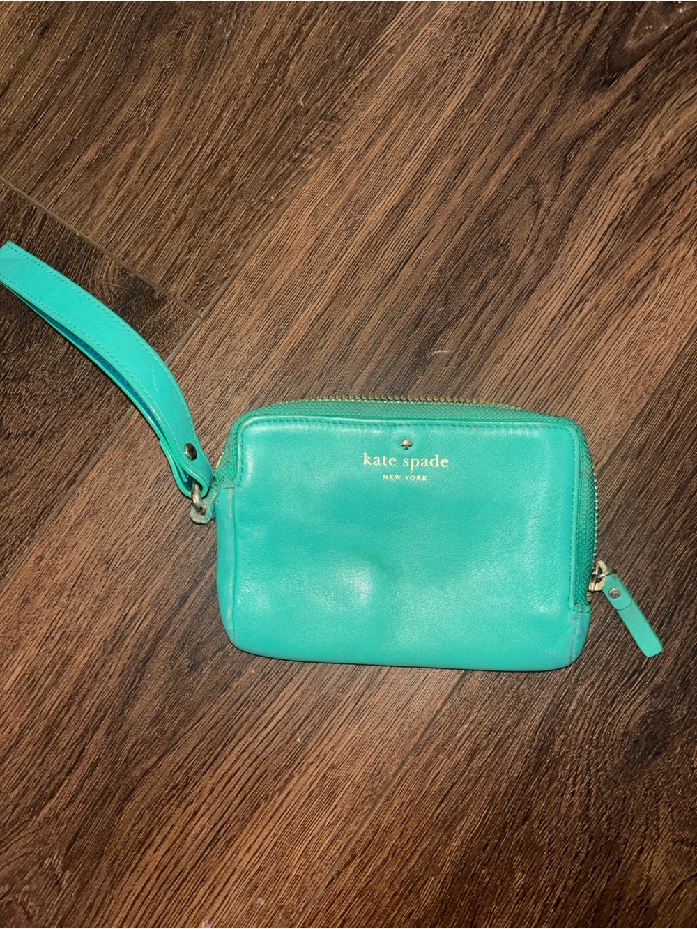 kate spade New York Teal Leather Wristlet
